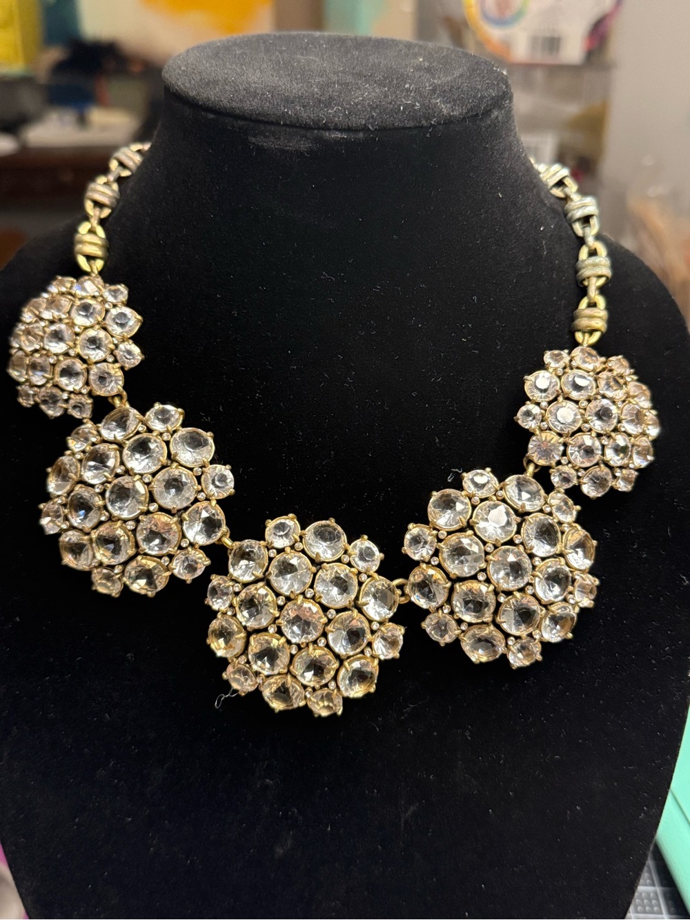J. Crew Gold-Tone Crystal Cluster Necklace with Clear Stones